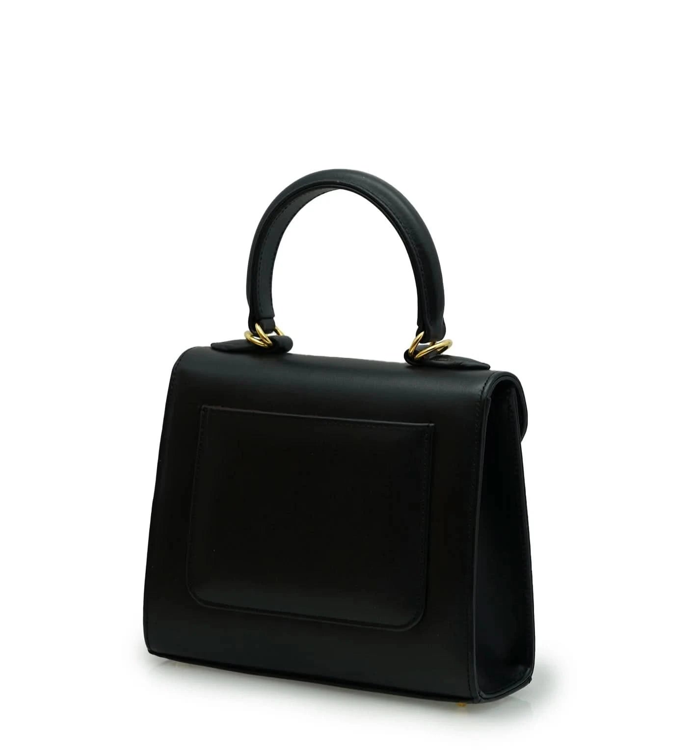 حقيبة يد صغيرة من الجلد الأسود الماسي للسيدة الأولى