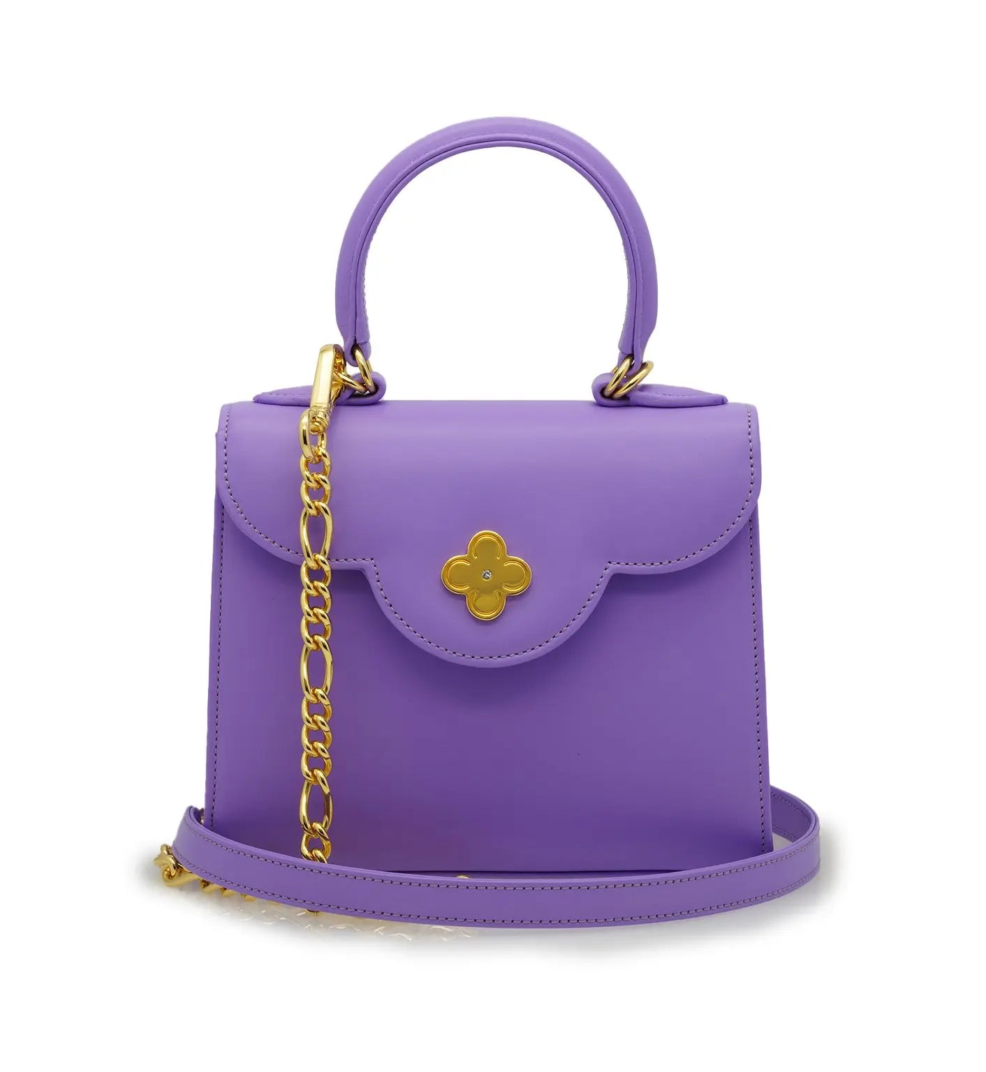 First Lady Small Malva Plain Calf Leather Handbag