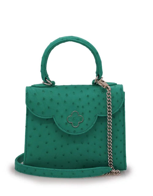 Load image into Gallery viewer, First Lady small Emerald ostrich leather handbag
