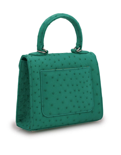 Load image into Gallery viewer, First Lady small Emerald ostrich leather handbag
