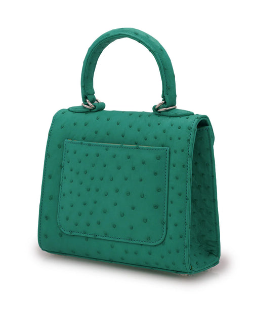 Load image into Gallery viewer, First Lady small Emerald ostrich leather handbag
