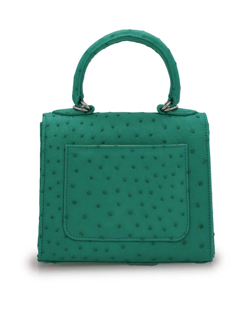 Load image into Gallery viewer, First Lady small Emerald ostrich leather handbag
