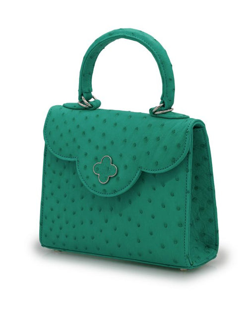 Load image into Gallery viewer, First Lady small Emerald ostrich leather handbag
