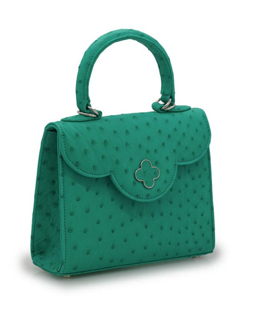 Load image into Gallery viewer, First Lady small Emerald ostrich leather handbag
