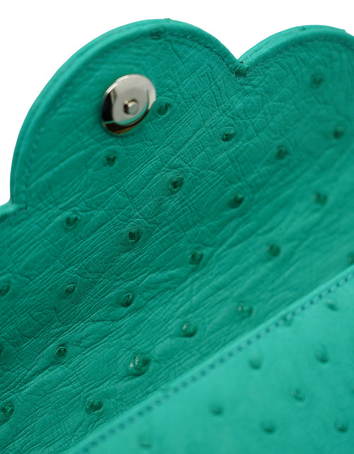 Load image into Gallery viewer, First Lady small Emerald ostrich leather handbag
