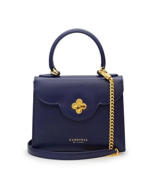 حقيبة يد جلدية صغيرة من الجلد باللون الأزرق الداكن باللون الذهبي الماسي للسيدة الأولى