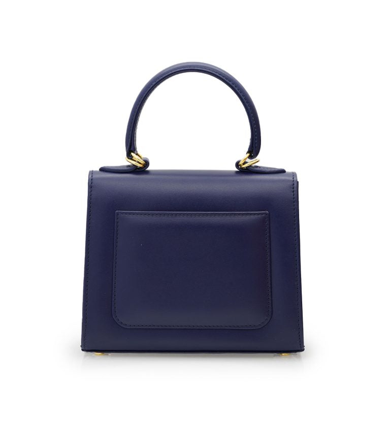 First Lady small diamond gold blue navy leather handbag