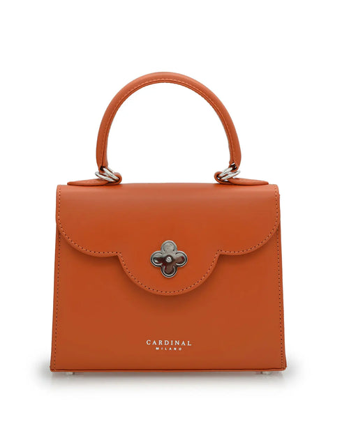 تحميل الصورة إلى عارض المعرض، First Lady Small Orange Plain Calf Leather Handbag

