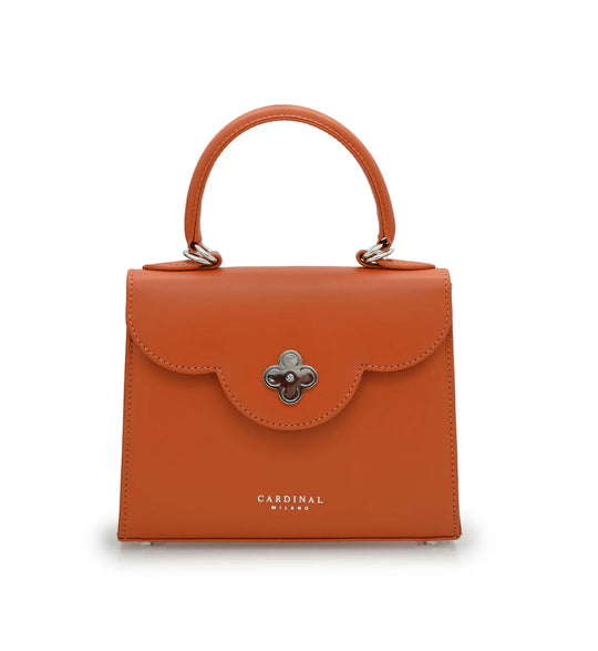 First Lady Small Orange Plain Calf Leather Handbag