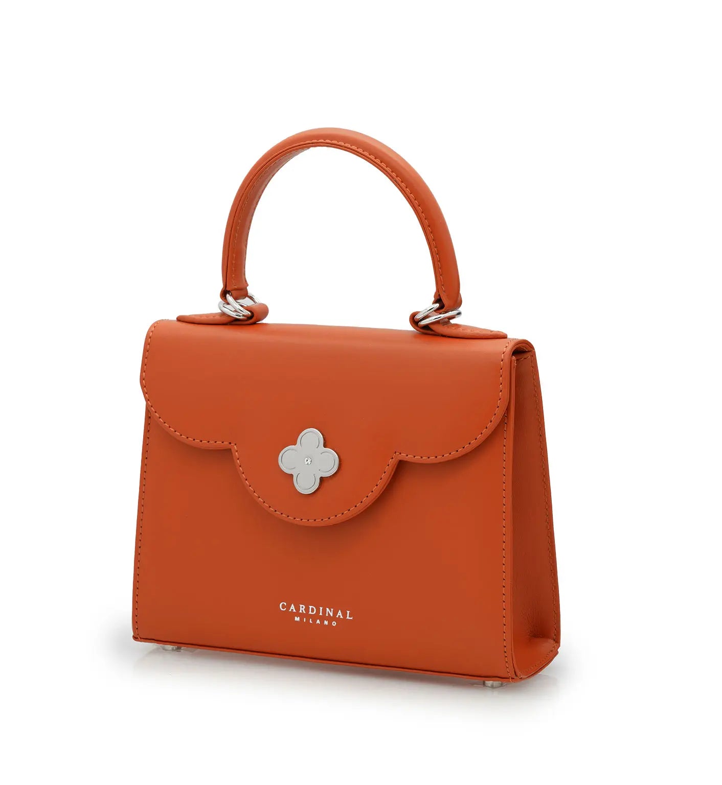 First Lady Small Orange Plain Calf Leather Handbag
