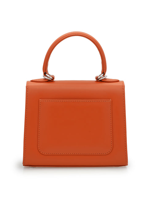 Load image into Gallery viewer, First Lady small diamond white gold orange leather handbag
