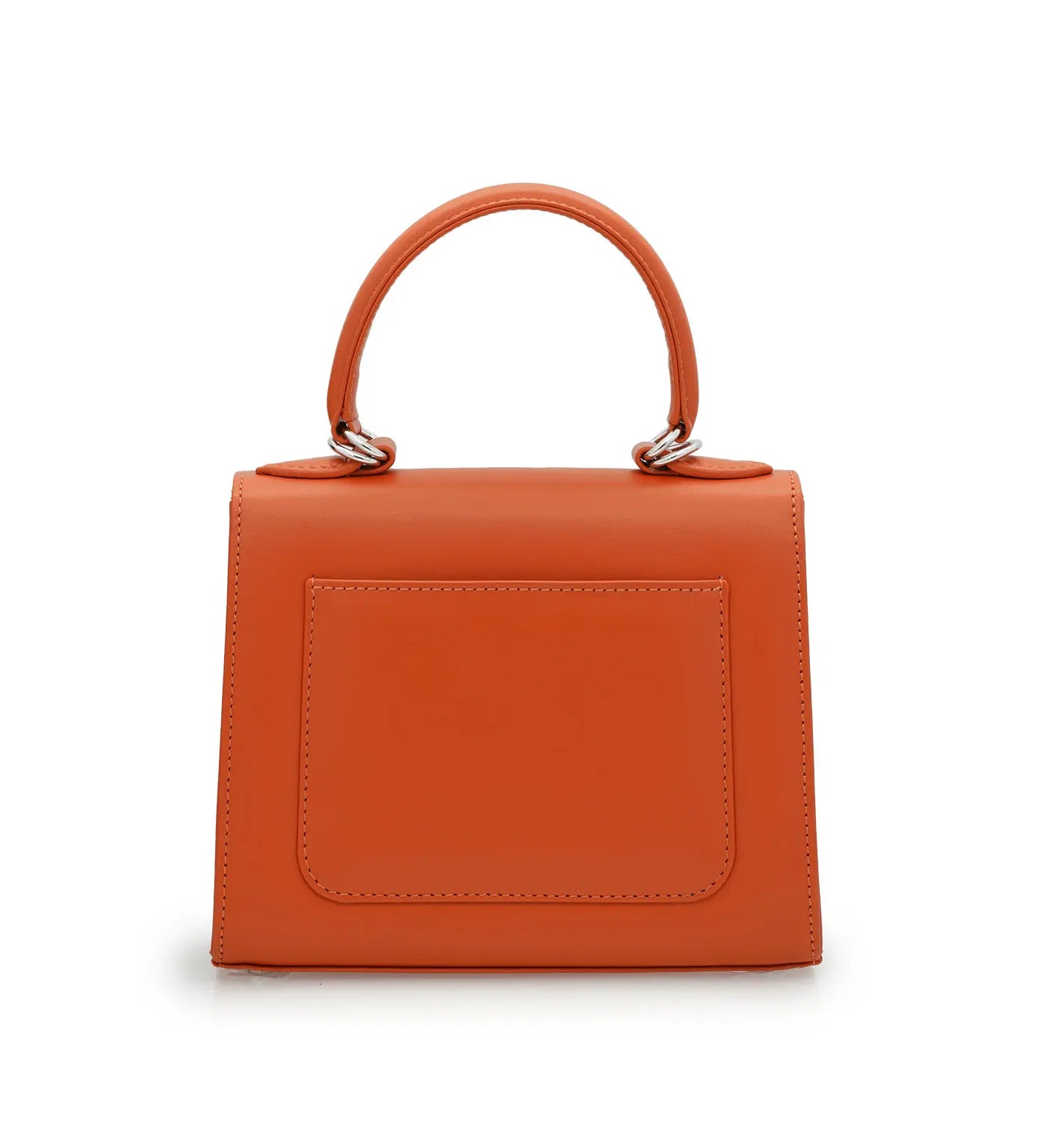 First Lady Small Orange Plain Calf Leather Handbag
