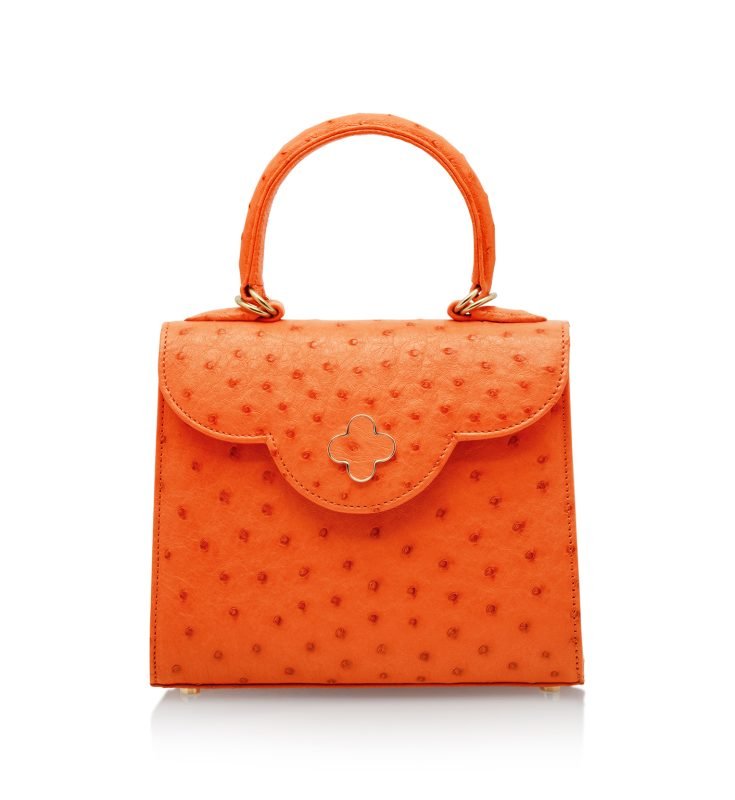 First Lady small orange ostrich leather handbag MTO