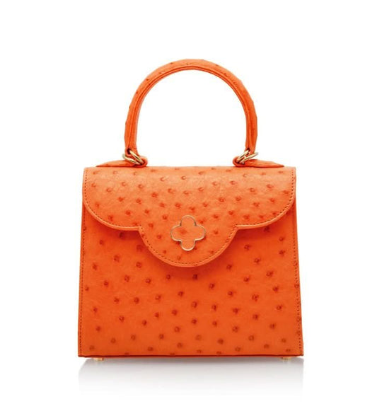 First Lady small orange ostrich leather handbag MTO
