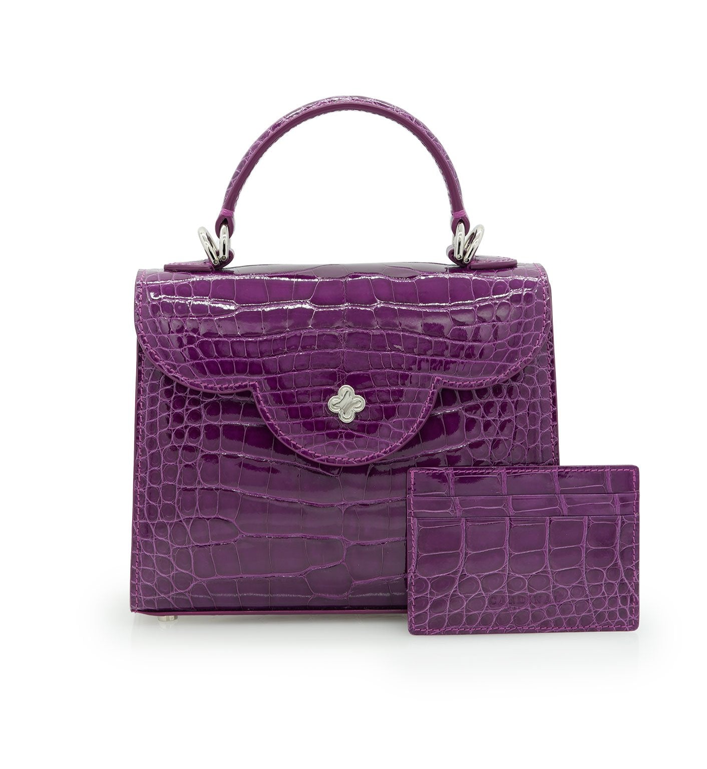 Crocodile Purple leather card holder