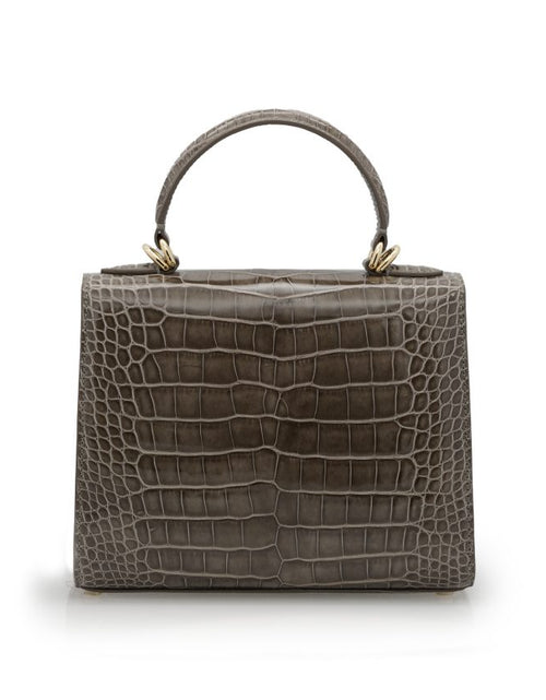Load image into Gallery viewer, First Lady Taupe Alligator leather handbag
