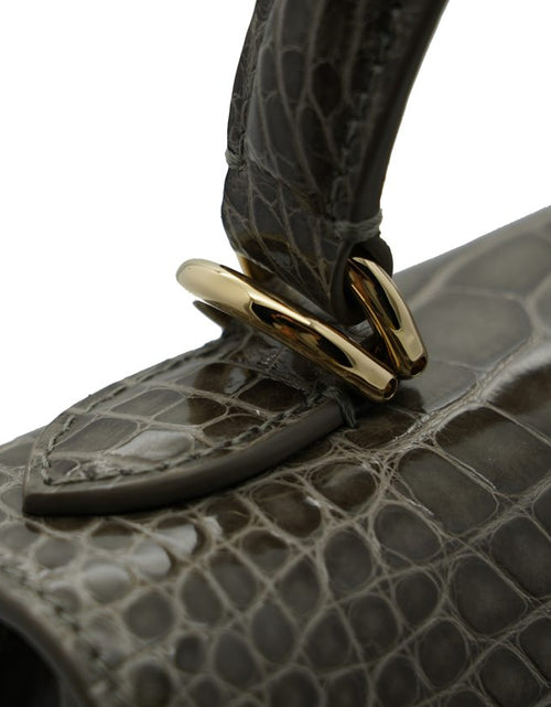 Load image into Gallery viewer, First Lady Taupe Alligator leather handbag
