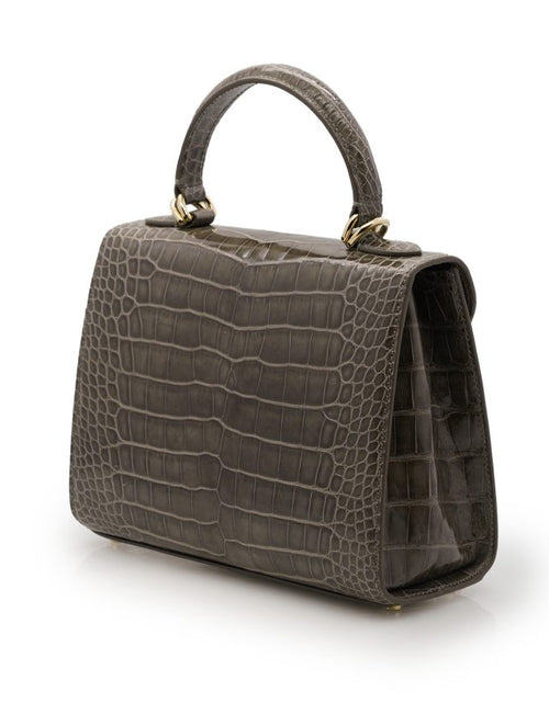 Load image into Gallery viewer, First Lady Taupe Alligator leather handbag
