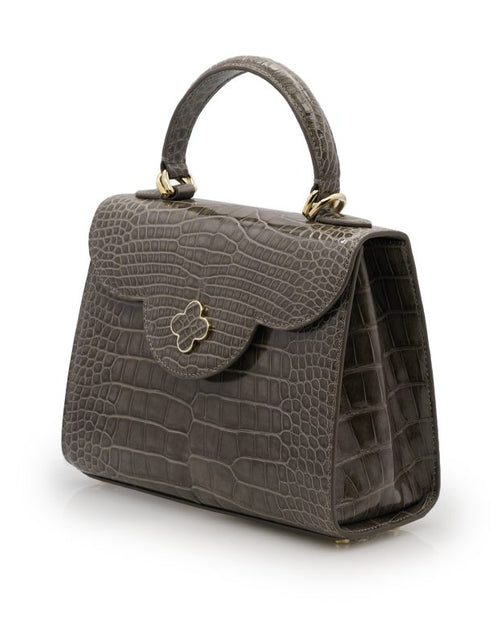 Load image into Gallery viewer, First Lady Taupe Alligator leather handbag
