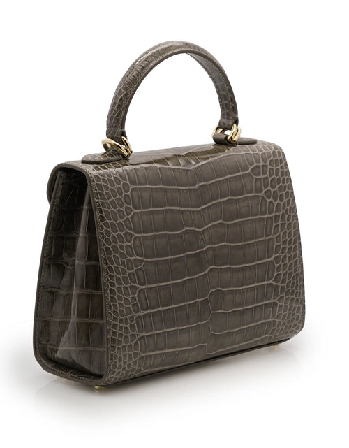 Load image into Gallery viewer, First Lady Taupe Alligator leather handbag
