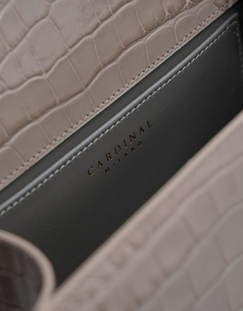 Load image into Gallery viewer, First Lady Taupe croc embossed leather handbag
