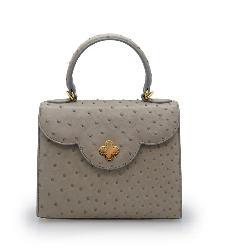 First Lady Taupe ostrich leather handbag