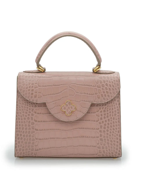 Load image into Gallery viewer, First Lady Tea Rose Crocodile-Embossed Calf Leather Handbag
