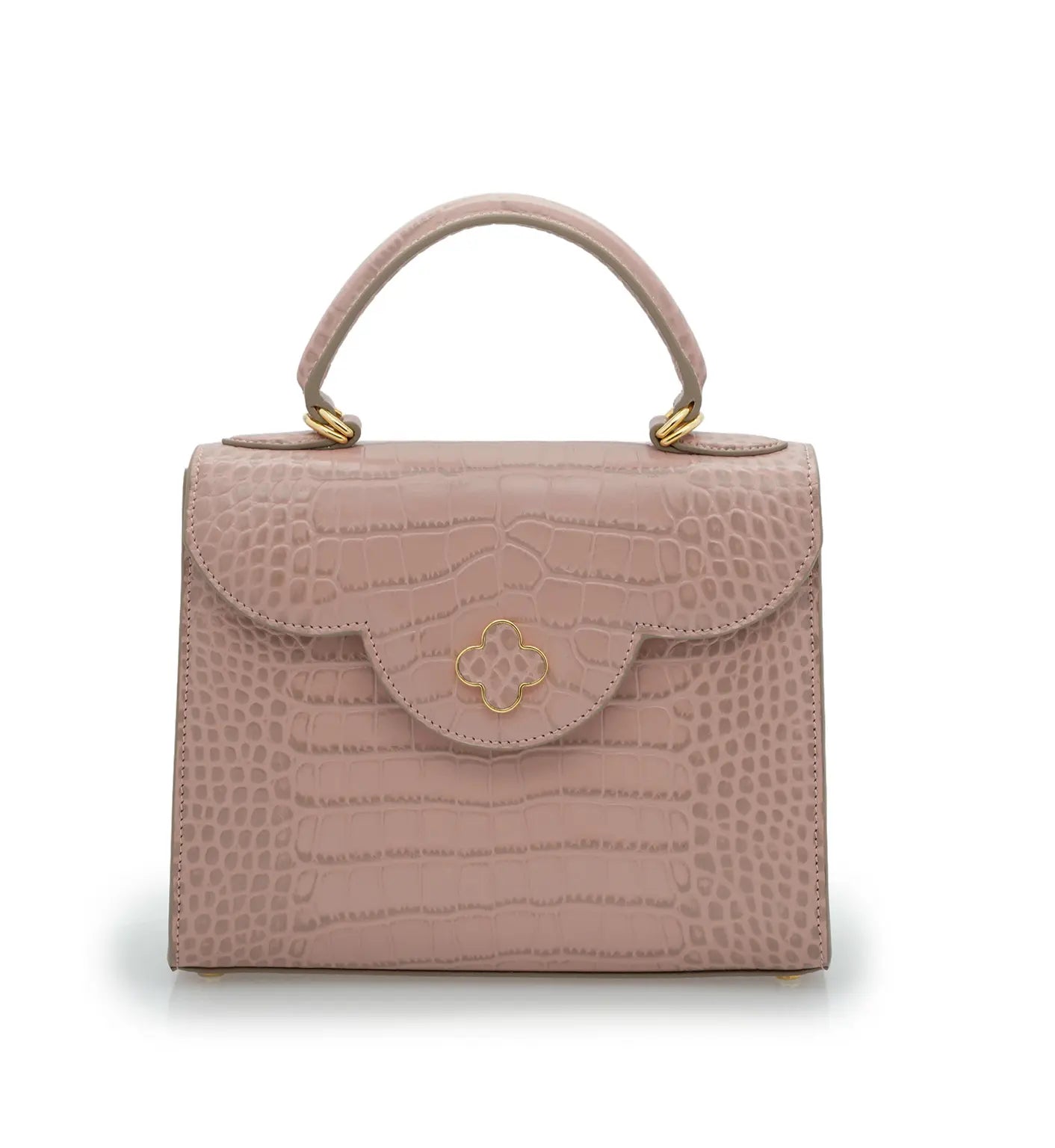 First Lady Tea Rose Crocodile-Embossed Calf Leather Handbag