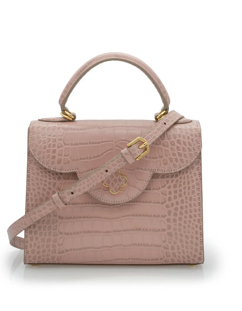 Load image into Gallery viewer, First Lady Tea Rose Crocodile-Embossed Calf Leather Handbag
