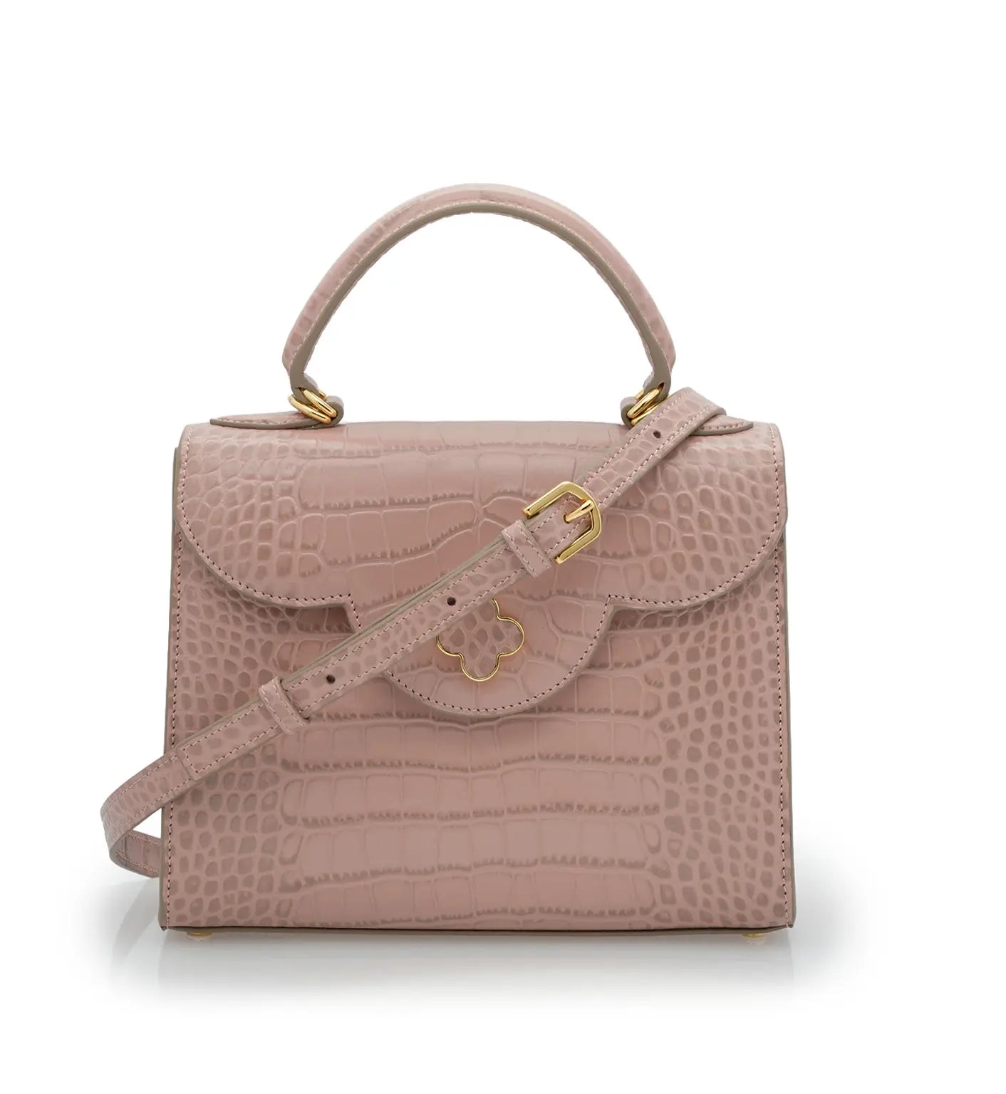 First Lady Tea Rose Crocodile-Embossed Calf Leather Handbag