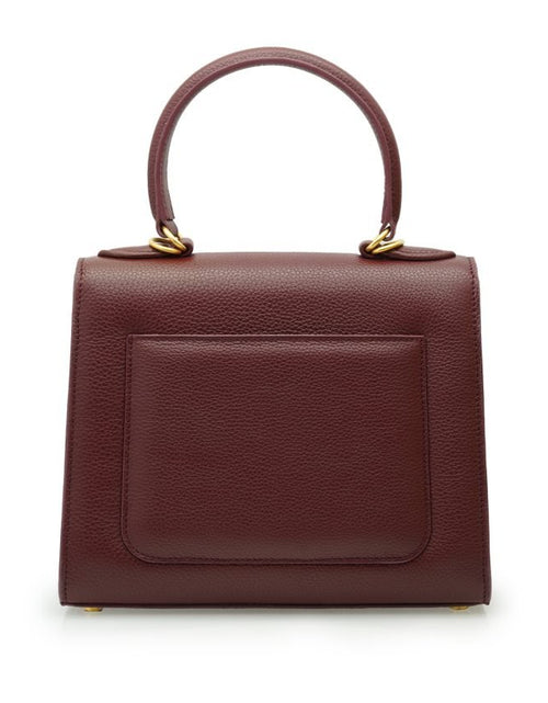Load image into Gallery viewer, First Lady Flower-twist antique gold Burgundy leather handbag
