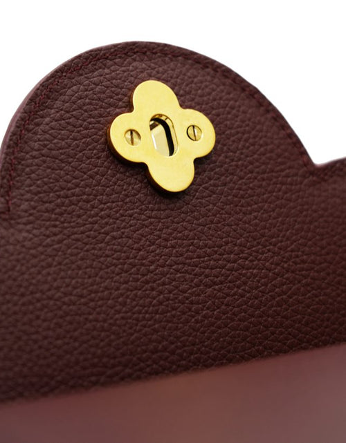 Load image into Gallery viewer, First Lady Flower-twist antique gold Burgundy leather handbag
