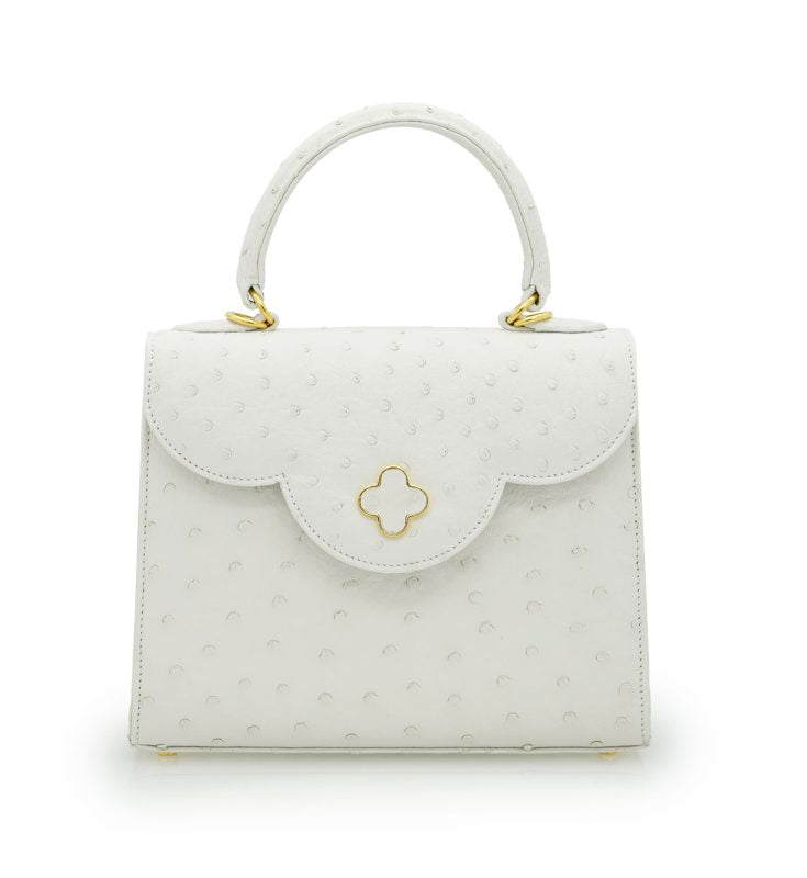 First Lady White ostrich leather handbag