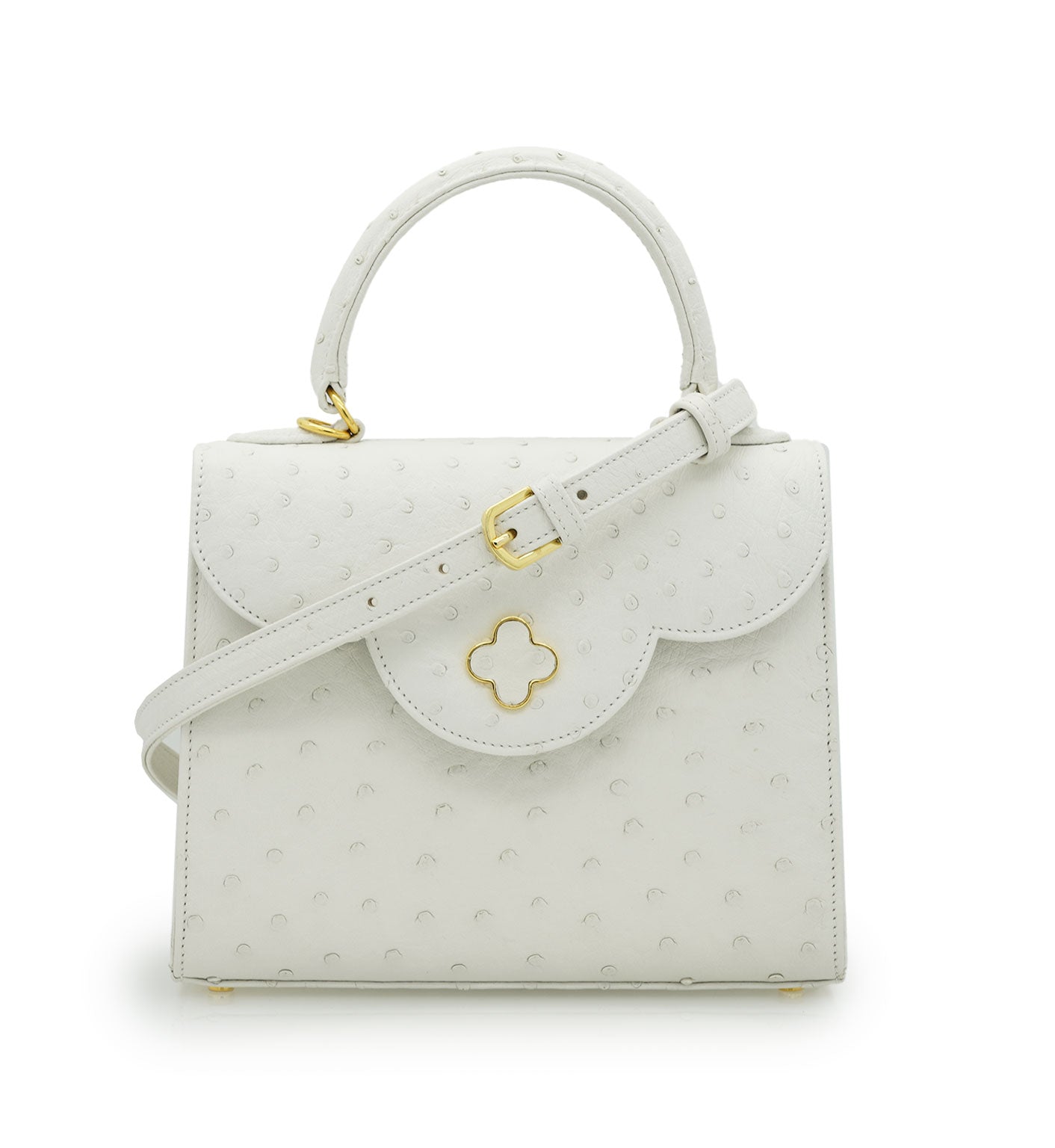 First Lady White ostrich leather handbag