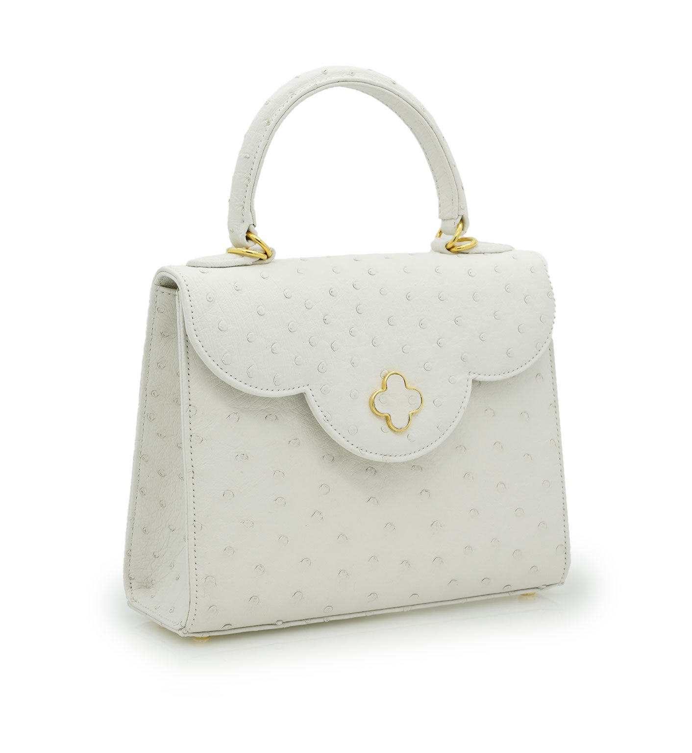 First Lady White ostrich leather handbag