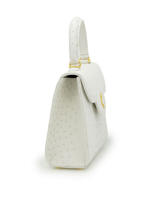 Load image into Gallery viewer, First Lady White ostrich leather handbag
