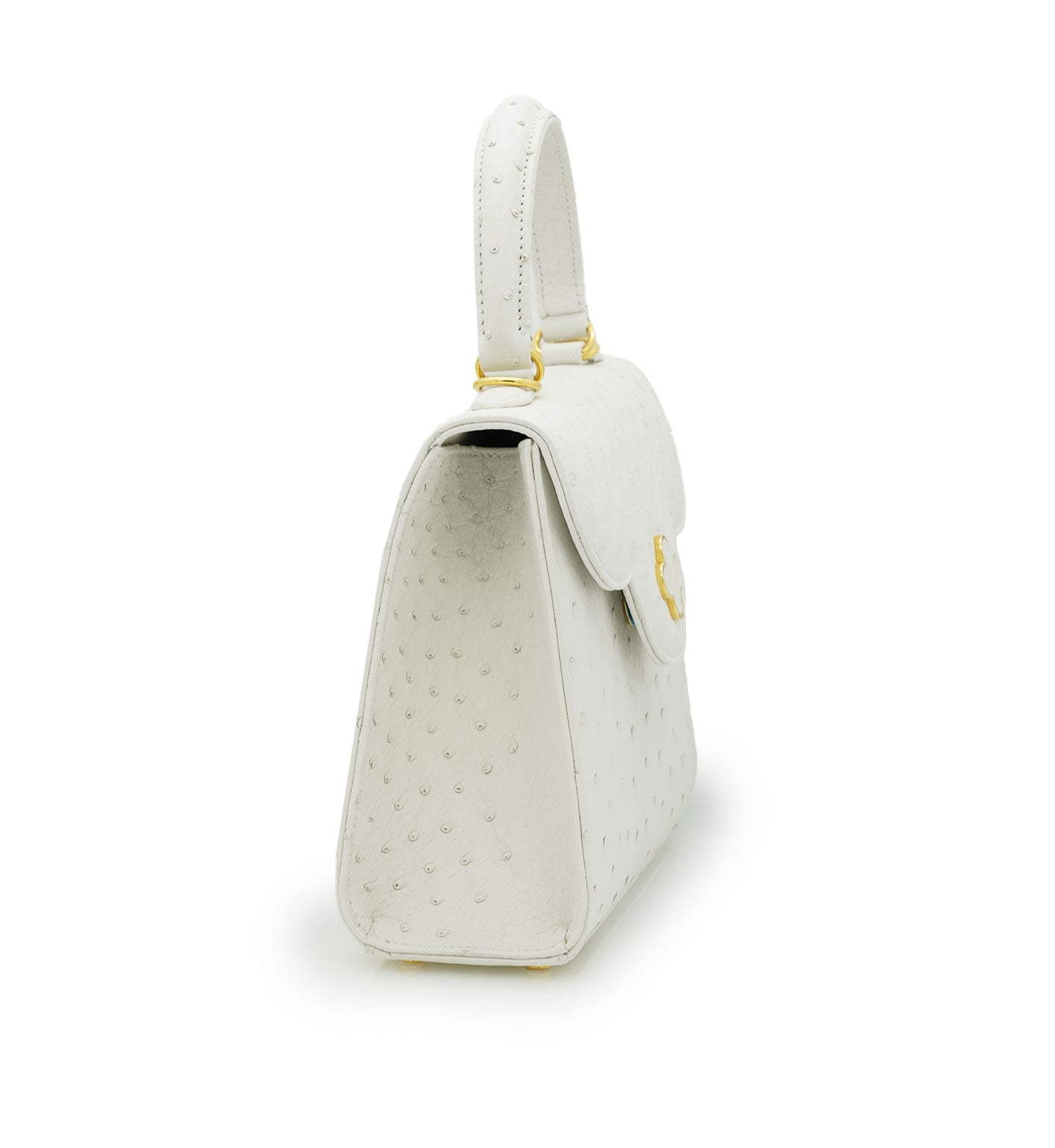 First Lady White ostrich leather handbag