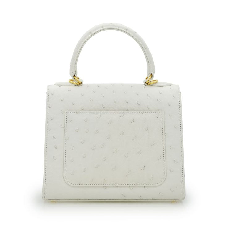 First Lady White ostrich leather handbag