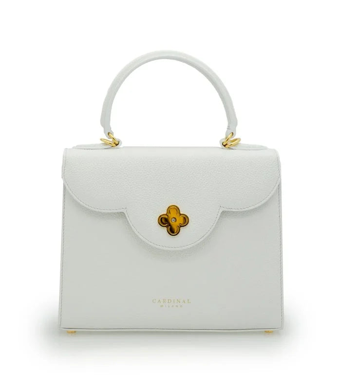 First Lady White textured leather handbag