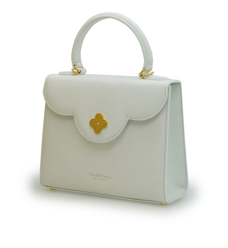 First Lady White textured leather handbag