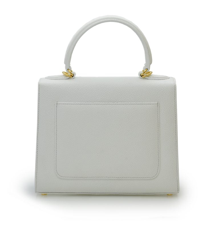First Lady White textured leather handbag