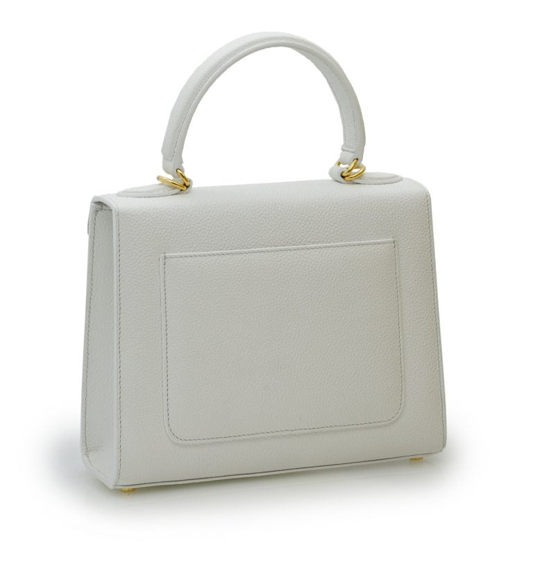 First Lady White textured leather handbag