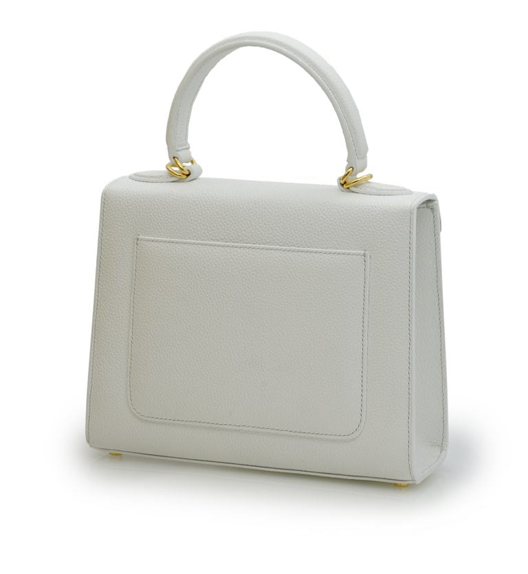 First Lady White textured leather handbag