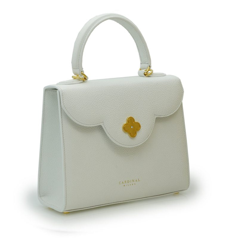 First Lady White textured leather handbag