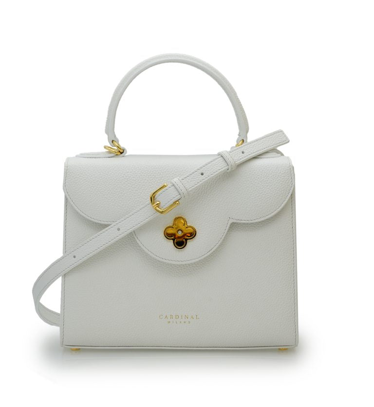 First Lady White textured leather handbag