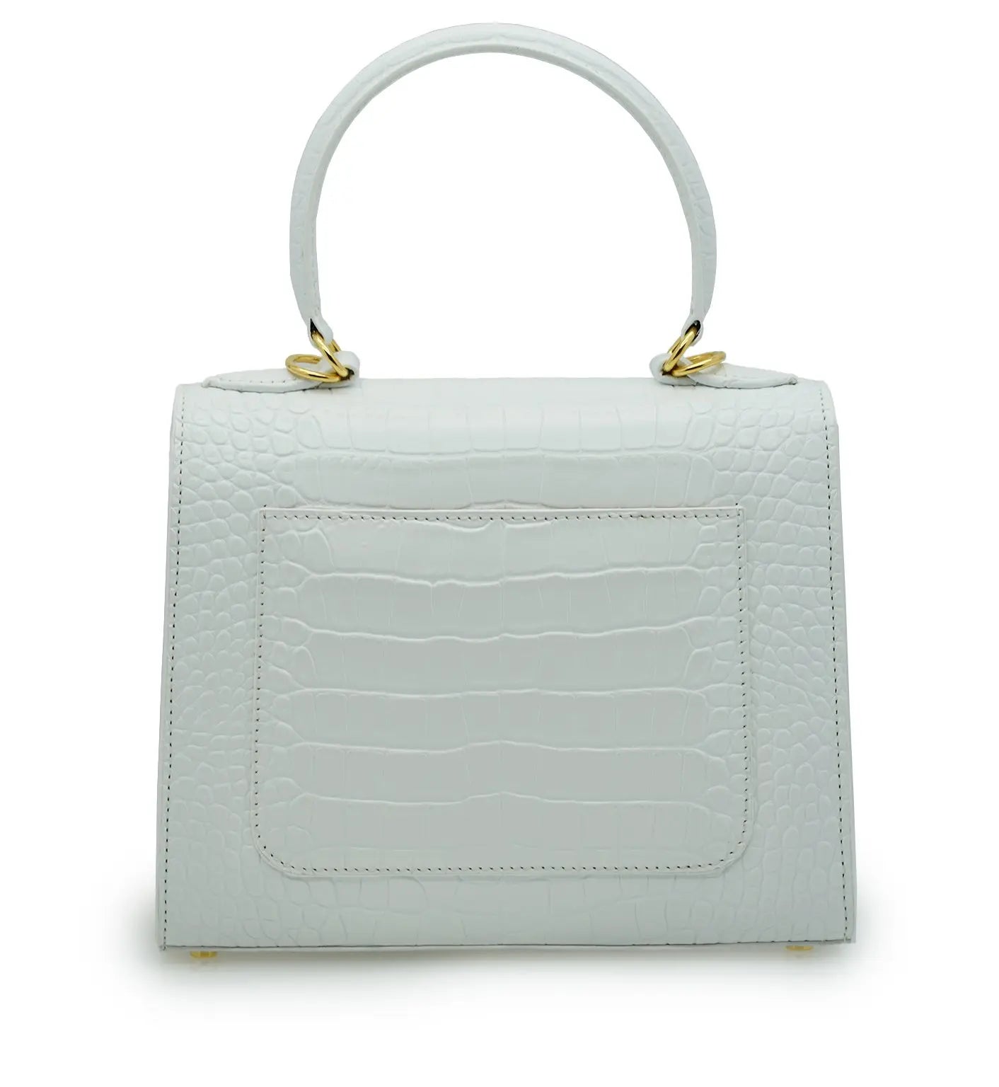 First Lady White Crocodile-Embossed Calf Leather Handbag