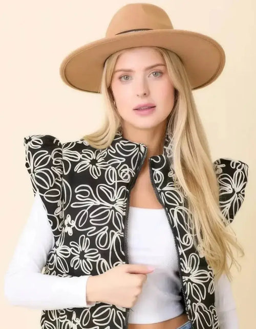 Load image into Gallery viewer, Evorin Women's Embroidered Denim Puffer Jacket
