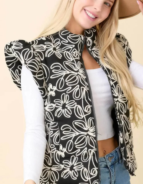 Load image into Gallery viewer, Evorin Women's Embroidered Denim Puffer Jacket
