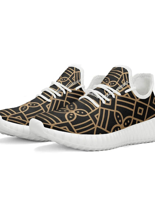 Load image into Gallery viewer, Evorinn Men's White Mesh Gold Athletic Sneakers
