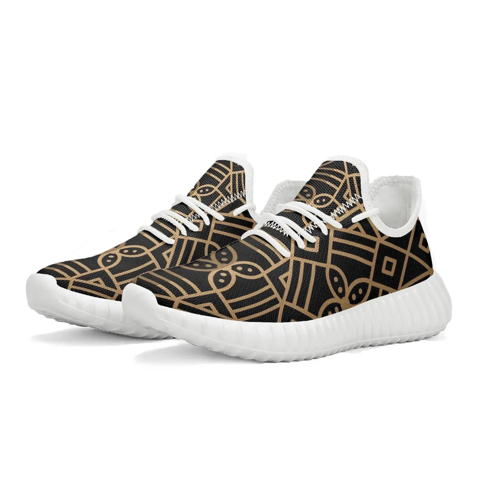 Evorinn Men's White Mesh Gold Athletic Sneakers